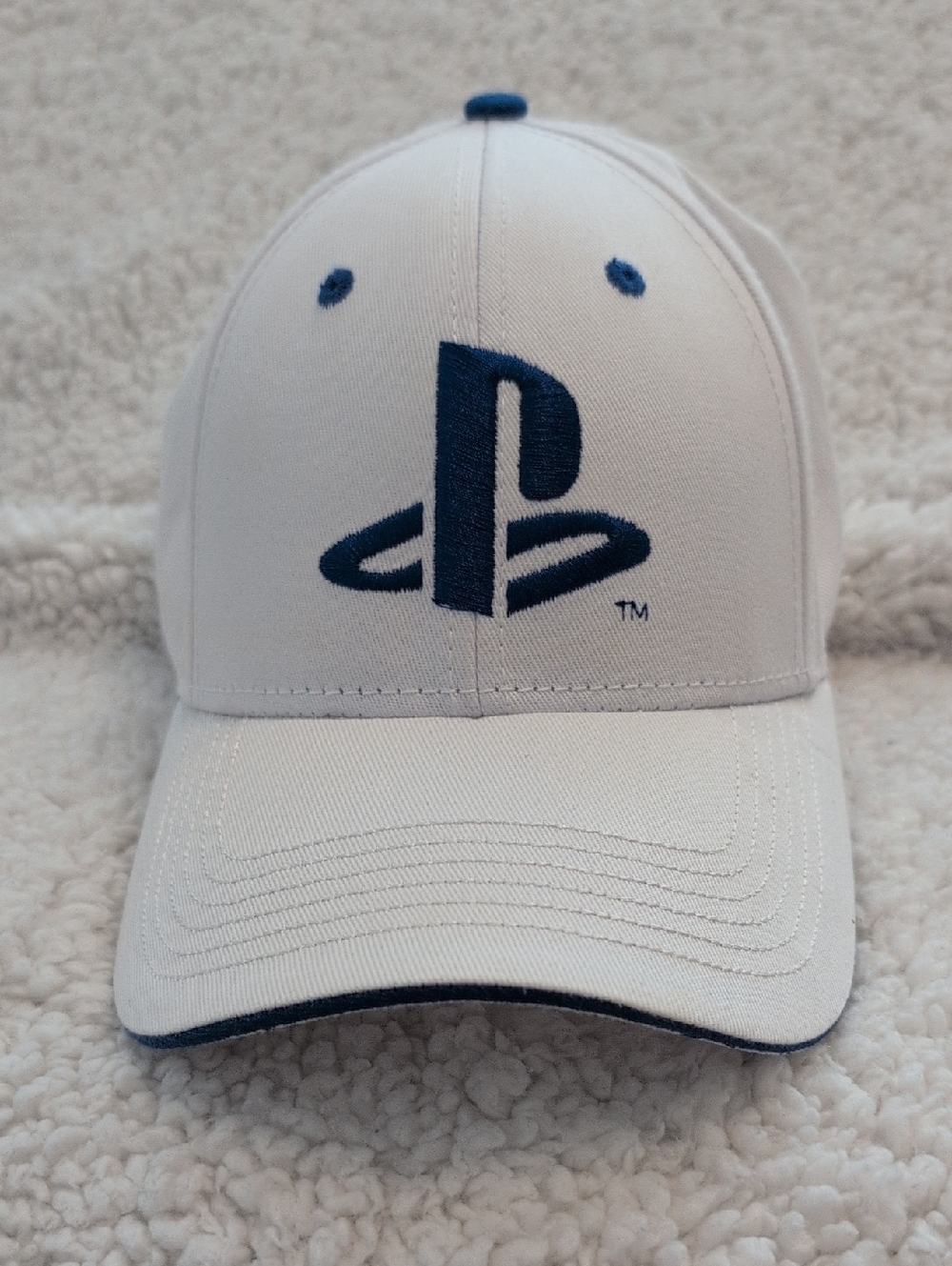 PlayStation White Baseball Cap with Navy Logo
